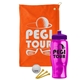 a orange towel & violet lid & transparent hot pink bottle the tourney - golf kit