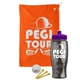 a orange towel & violet lid & transparent smoke bottle the tourney - golf kit