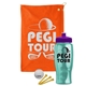 a orange towel & violet lid & transparent teal bottle the tourney - golf kit