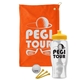 a orange towel & yellow lid & clear bottle the tourney - golf kit