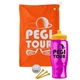 a orange towel & yellow lid & transparent hot pink bottle the tourney - golf kit