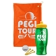 a orange towel & yellow lid & transparent green bottle the tourney - golf kit