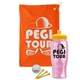 a orange towel & yellow lid & transparent pink bottle the tourney - golf kit