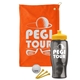 a orange towel & yellow lid & transparent smoke bottle the tourney - golf kit