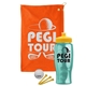 a orange towel & yellow lid & transparent teal bottle the tourney - golf kit