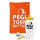a orange towel & yellow lid & white bottle the tourney - golf kit
