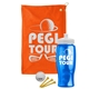 a orange towel & white lid & transparent blue bottle the tourney - golf kit