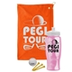 a orange towel & white lid & transparent pink bottle the tourney - golf kit