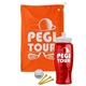 a orange towel & white lid & transparent red bottle the tourney - golf kit