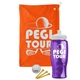 a orange towel & white lid & transparent violet bottle the tourney - golf kit
