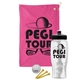 a pink towel & black lid & clear bottle the tourney - golf kit