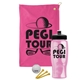 a pink towel & black lid & transparent pink bottle the tourney - golf kit