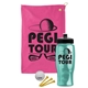 a pink towel & black lid & transparent teal bottle the tourney - golf kit
