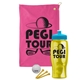 a pink towel & cyan lid & transparent yellow bottle the tourney - golf kit