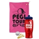 a pink towel & navy blue lid & transparent red bottle the tourney - golf kit