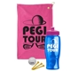 a pink towel & pink lid & transparent blue bottle the tourney - golf kit