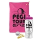 a pink towel & pink lid & clear bottle the tourney - golf kit