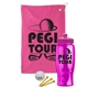 a pink towel & pink lid & transparent hot pink bottle the tourney - golf kit