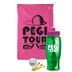 a pink towel & pink lid & transparent green bottle the tourney - golf kit