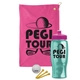 a pink towel & pink lid & transparent teal bottle the tourney - golf kit