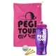 a pink towel & pink lid & transparent violet bottle the tourney - golf kit