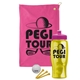 a pink towel & pink lid & transparent yellow bottle the tourney - golf kit