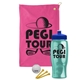 a pink towel & royal blue lid & transparent teal bottle the tourney - golf kit
