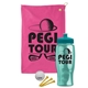 a pink towel & teal lid & transparent teal bottle the tourney - golf kit
