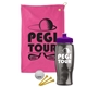 a pink towel & violet lid & transparent smoke bottle the tourney - golf kit
