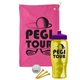 a pink towel & violet lid & transparent yellow bottle the tourney - golf kit
