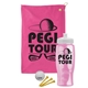 a pink towel & white lid & transparent pink bottle the tourney - golf kit