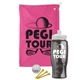 a pink towel & white lid & transparent smoke bottle the tourney - golf kit