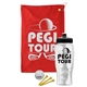 a red towel & black lid & clear bottle the tourney - golf kit