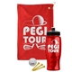 a red towel & black lid & transparent red bottle the tourney - golf kit