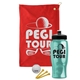 a red towel & black lid & transparent teal bottle the tourney - golf kit