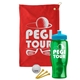 a red towel & cyan lid & transparent green bottle the tourney - golf kit
