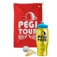 a red towel & cyan lid & transparent yellow bottle the tourney - golf kit