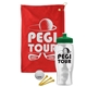 a red towel & green lid & clear bottle the tourney - golf kit