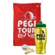 a red towel & green lid & transparent yellow bottle the tourney - golf kit