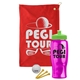 a red towel & lime green lid & transparent hot pink bottle the tourney - golf kit