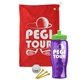 a red towel & lime green lid & transparent violet bottle the tourney - golf kit