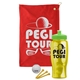 a red towel & lime green lid & transparent yellow bottle the tourney - golf kit