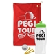 a red towel & lime green lid & white bottle the tourney - golf kit