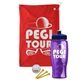 a red towel & navy blue lid & transparent violet bottle the tourney - golf kit