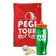 a red towel & orange lid & transparent green bottle the tourney - golf kit