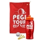 a red towel & orange lid & transparent red bottle the tourney - golf kit