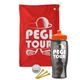 a red towel & orange lid & transparent smoke bottle the tourney - golf kit