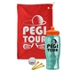 a red towel & orange lid & transparent teal bottle the tourney - golf kit