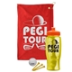 a red towel & orange lid & transparent yellow bottle the tourney - golf kit