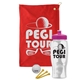 a red towel & pink lid & clear bottle the tourney - golf kit